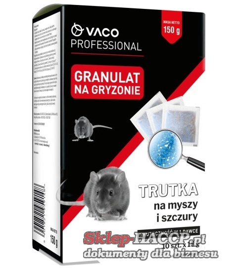 Trutka na myszy szczury saszetki 10x15gr granulat VACO PRO 150gr Trutka na myszy szczury saszetki 10x15gr granulat VACO PRO 150gr