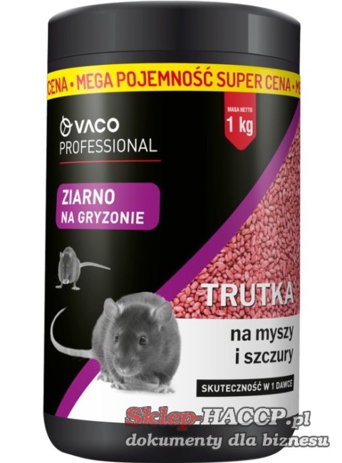 VACO PROFESSIONAL Ziarno na myszy i szczury (słoik) - 1 kg VACO PROFESSIONAL Ziarno na myszy i szczury (słoik) - 1 kg